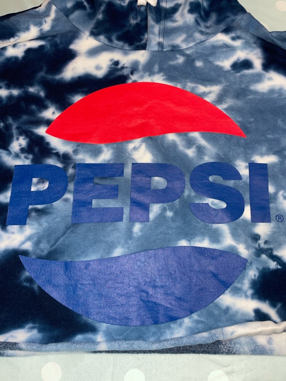 Pepsi Tie-Dye Cropped Hoodie - Blue, White, Red - Picture 3 of 8